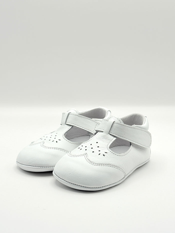 Crib Shoe T-Strap Stone White