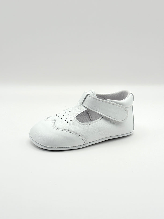 Crib Shoe T-Strap Stone White