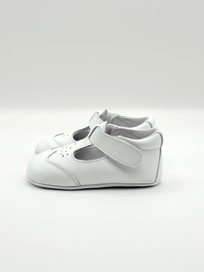 Crib Shoe T-Strap Stone White