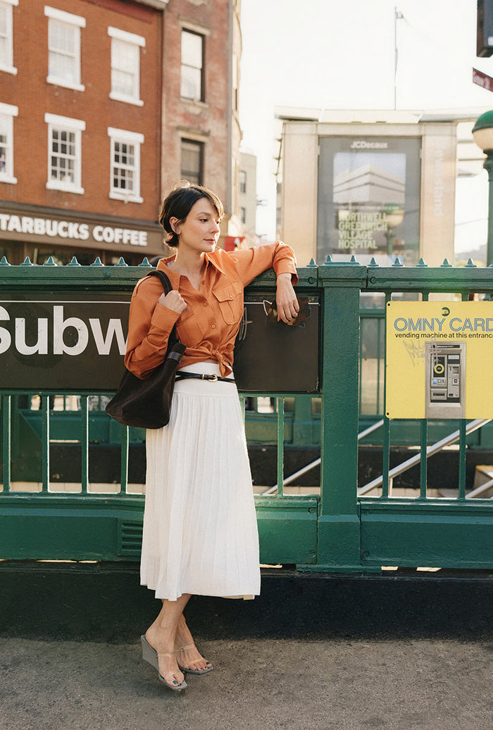 Petite Studio's Czar Bamboo Knit Skirt in Ivory