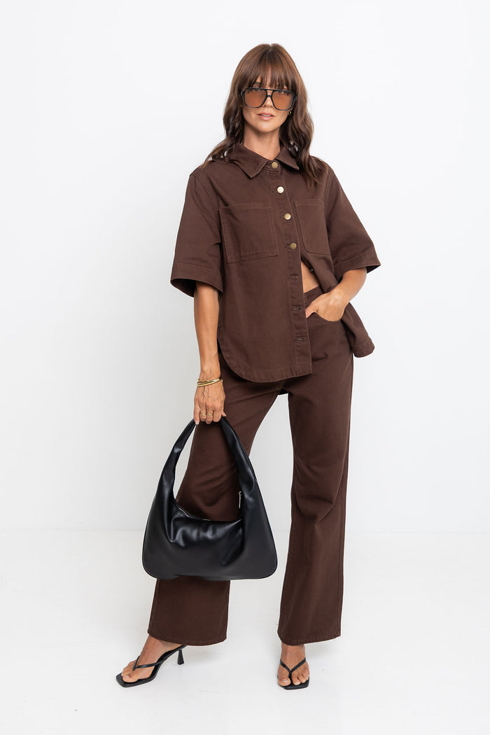 Dakota Straight-Leg Denim Jeans - Choc - The Self Styler Exclusive - The Self Styler