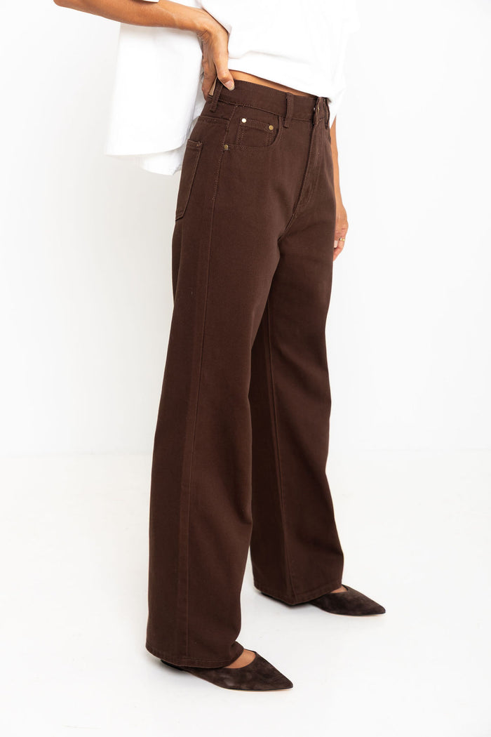 Dakota Straight-Leg Denim Jeans - Choc - The Self Styler Exclusive - The Self Styler