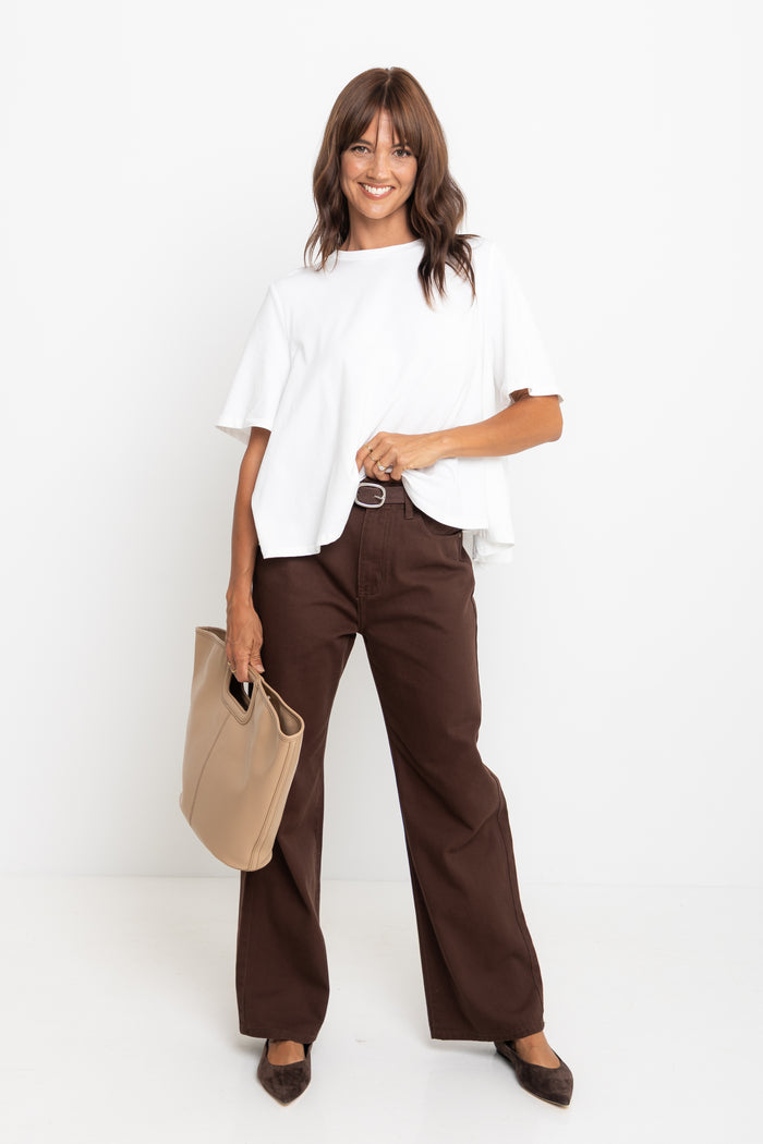 Dakota Straight-Leg Denim Jeans - Choc - The Self Styler Exclusive - The Self Styler