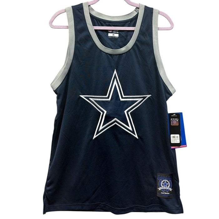 Men's Dallas Cowboys NFL mesh tank jersey in medium, featuring team logo and athletic design for fans and sportswear.