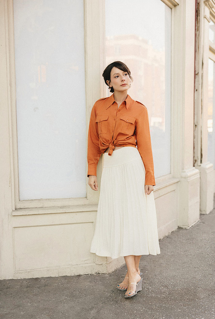 Petite Studio's Dana Linen Shirt Jacket in Ginger