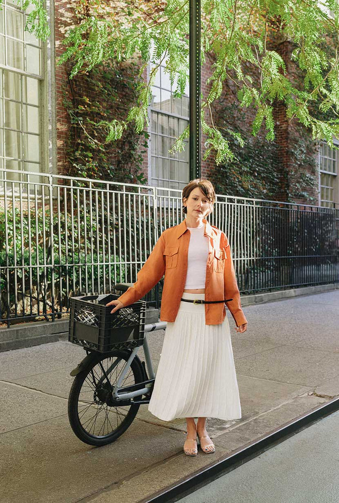 Petite Studio's Dana Linen Shirt Jacket in Ginger