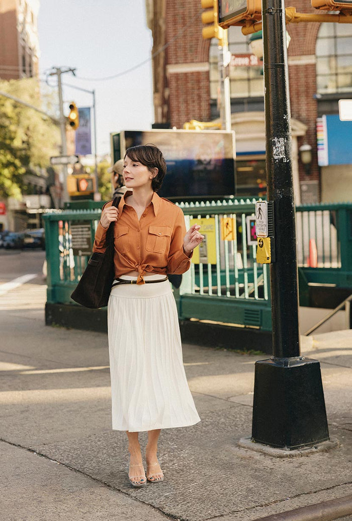 Petite Studio's Dana Linen Shirt Jacket in Ginger