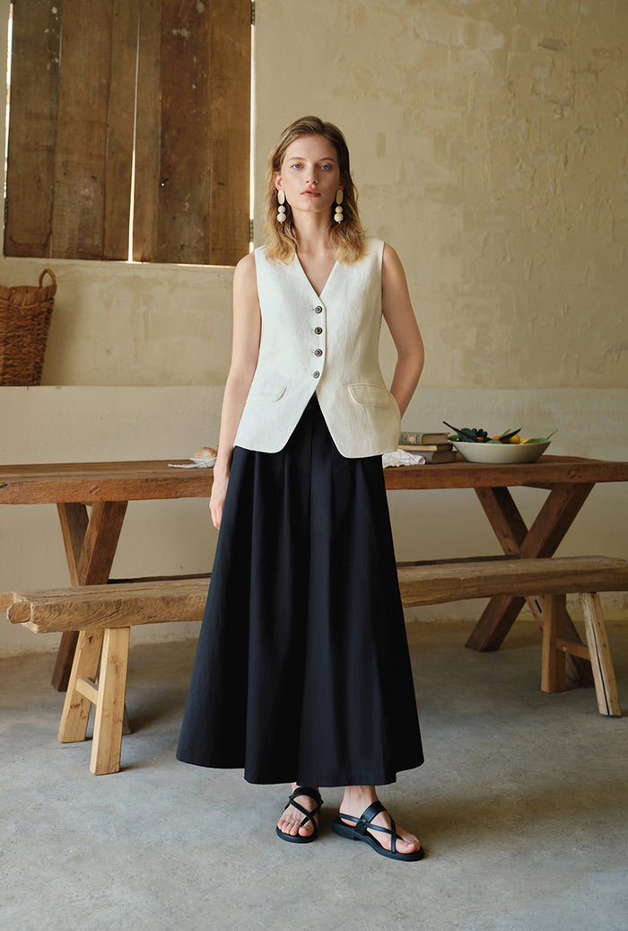 Petite Studio's Darien Linen Vest in Ivory