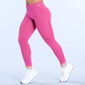 Fuchsia full-length leggings with high waistband and smooth side seam