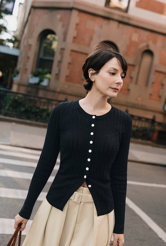 Petite Studio's Delsie Cotton Knit Top in Black