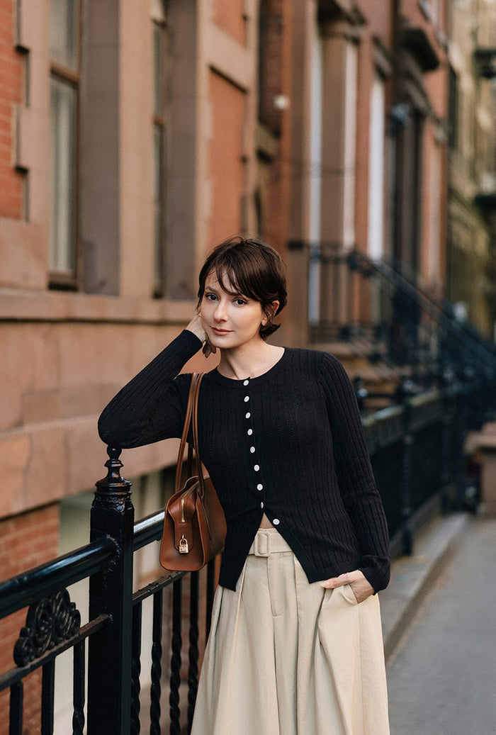 Petite Studio's Delsie Cotton Knit Top in Black