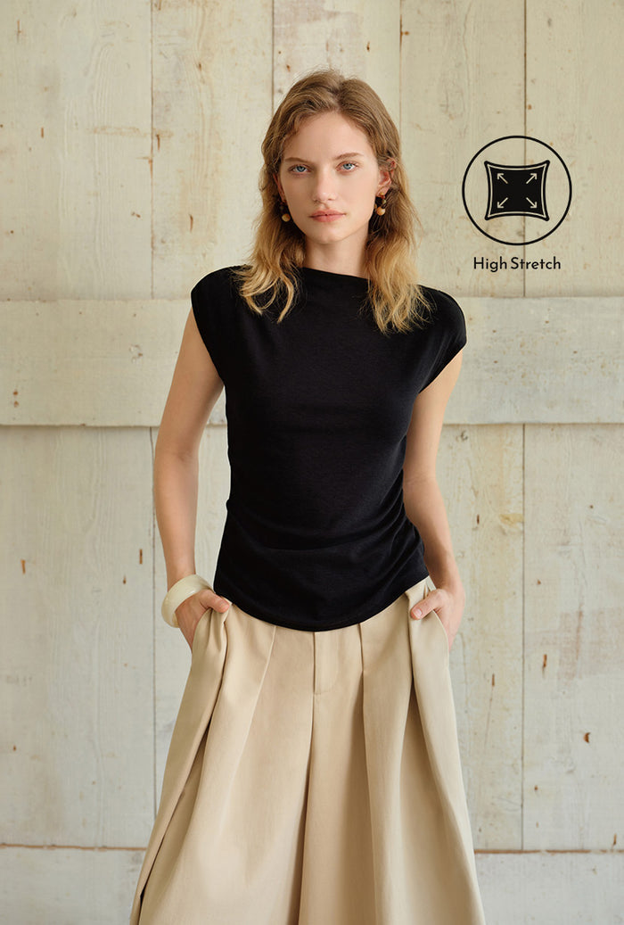 Petite Studio's Devito Jersey Cotton Top in Black