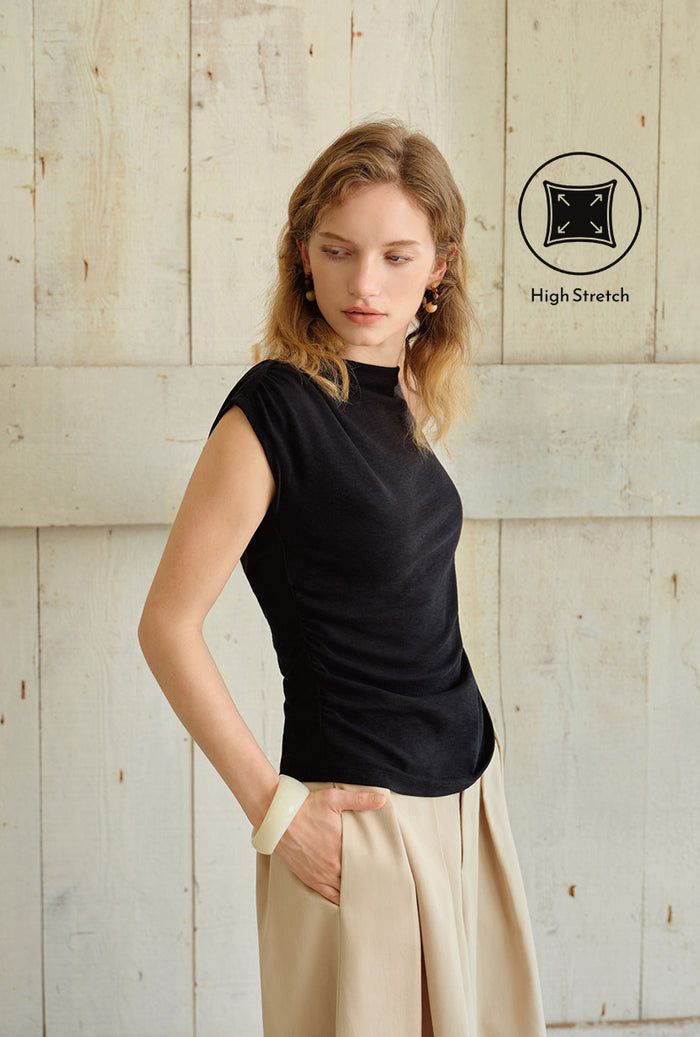 Petite Studio's Devito Jersey Cotton Top in Black