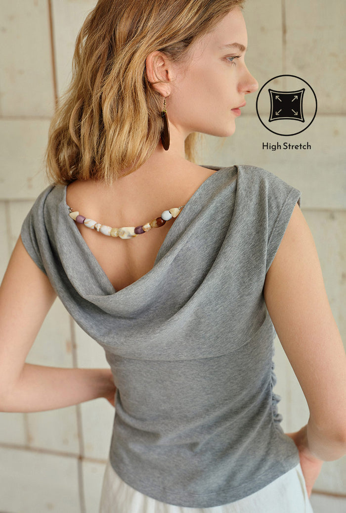 Petite Studio's Devito Jersey Cotton Top in Grey