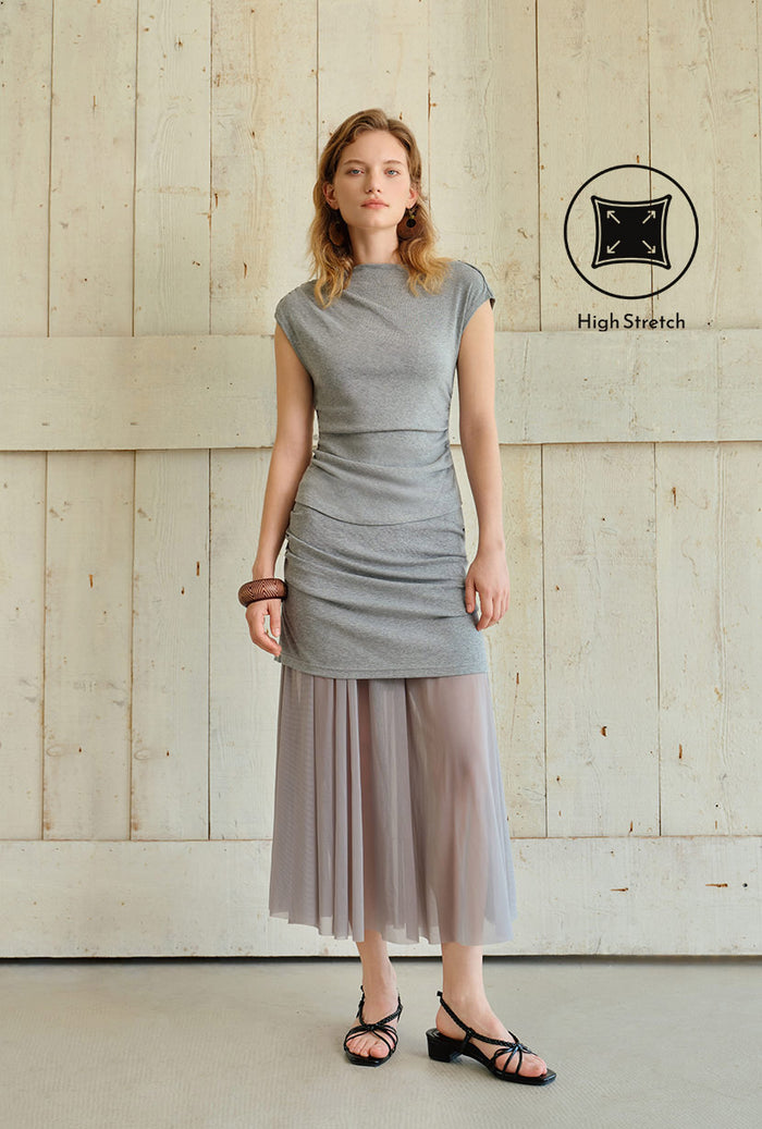 Petite Studio's Devito Jersey Cotton Top in Grey