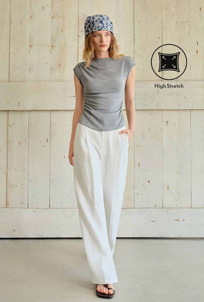 Petite Studio's Devito Jersey Cotton Top in Grey