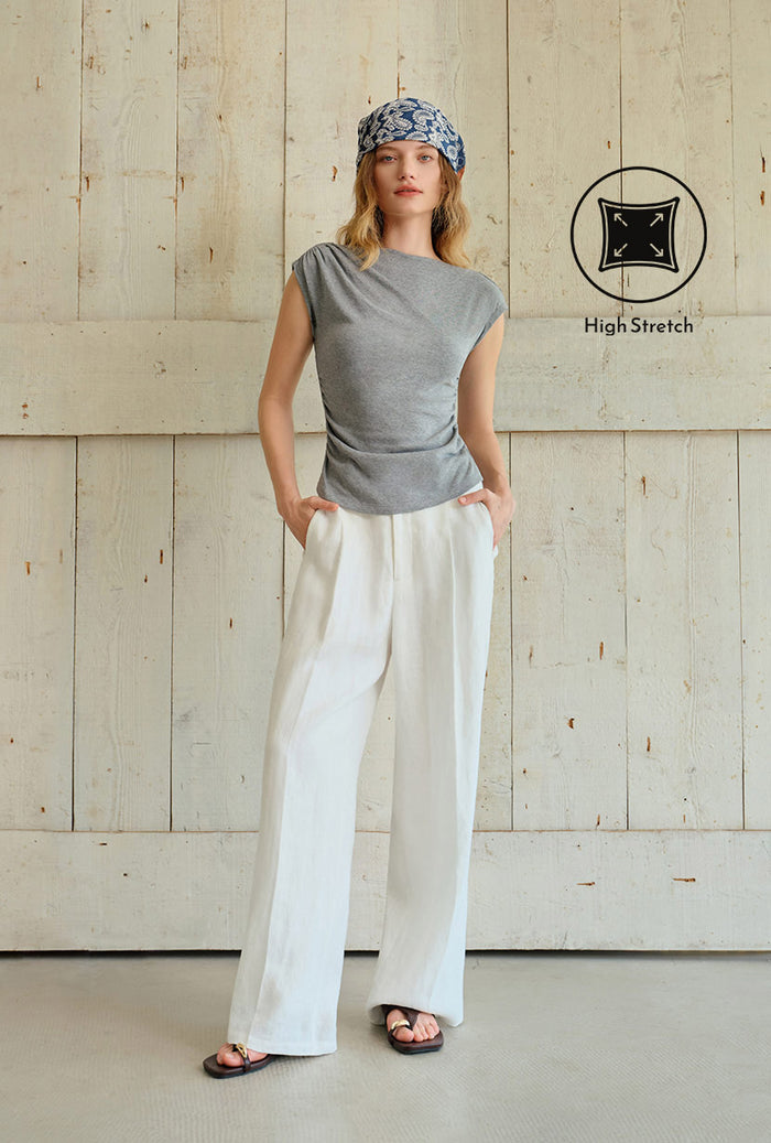 Petite Studio's Devito Jersey Cotton Top in Grey