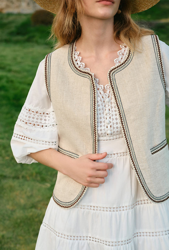 Petite Studio's Dexter Ramie Vest in Beige