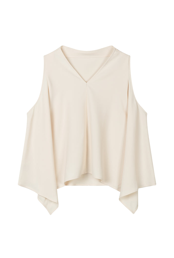 Petite Studio's Didi Cowl Neck Flared Top in Cream