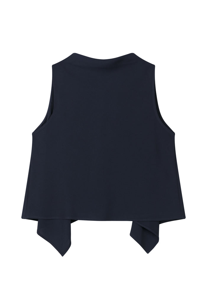 Petite Studio's Didi Cowl Neck Flared Top in Navy