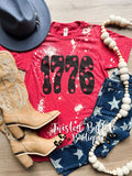 Distressed Red {STAR SPANGLED 1776) Crew Neck Tee
