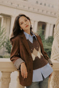 Petite Studio's Dominique Oversized Suede Blazer in Caramel