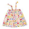 Floral dress with colorful pattern on a white background