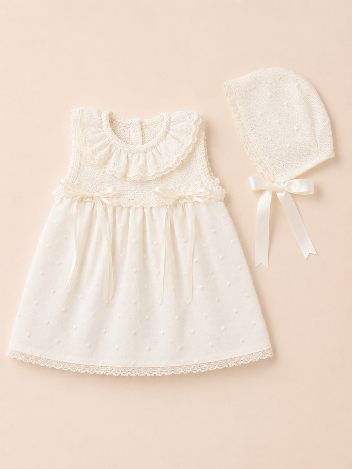 Dress 'Piquet Ivory'-2pc