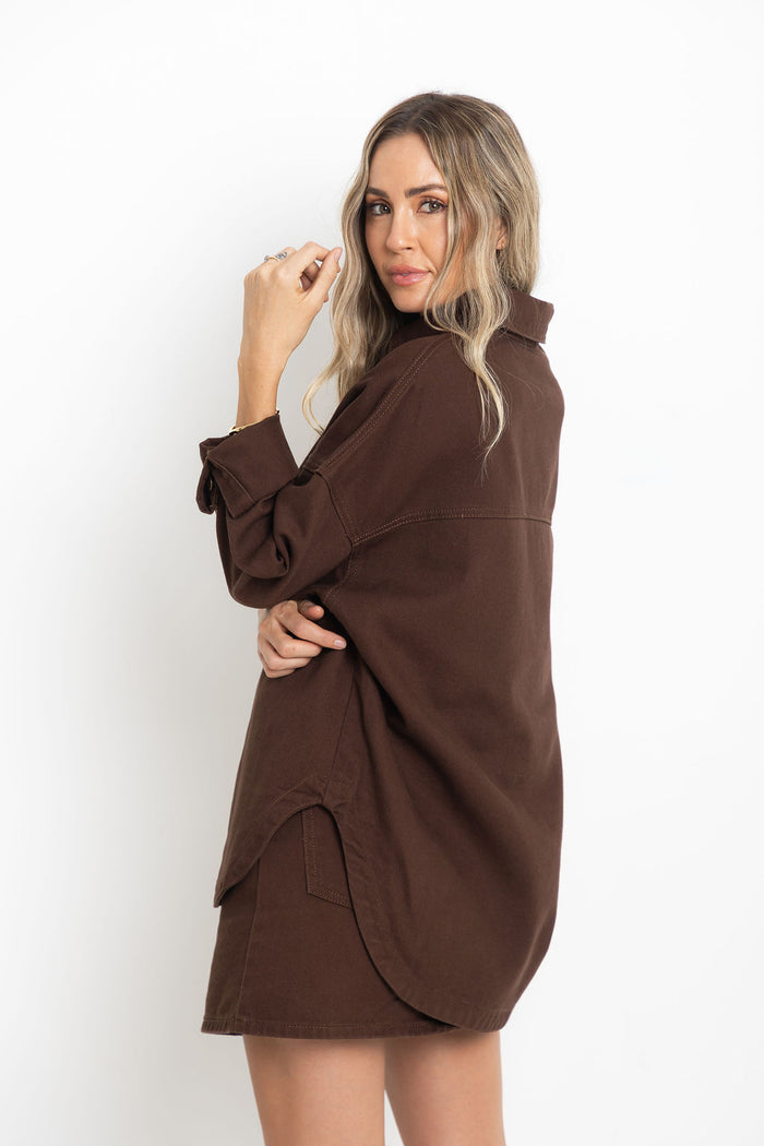 Duke Oversized Denim Shirt - Chocolate