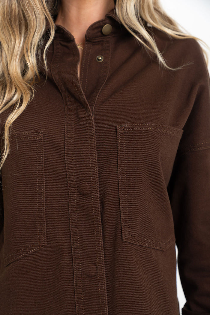 Duke Oversized Denim Shirt - Chocolate