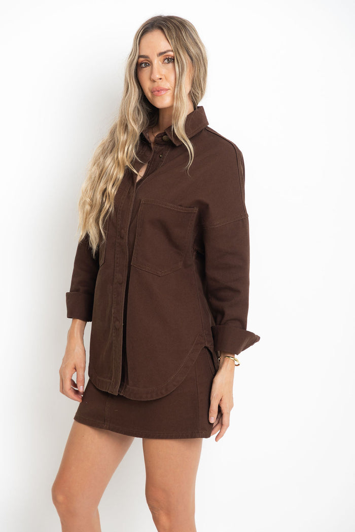 Duke Oversized Denim Shirt - Chocolate