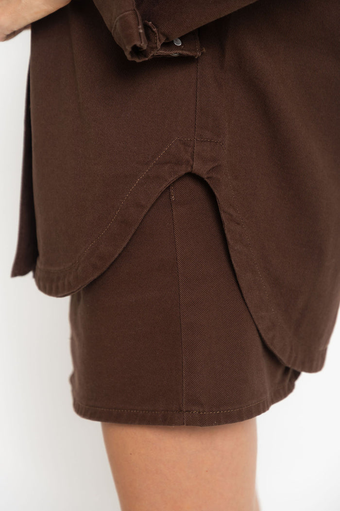 Duke Oversized Denim Shirt - Chocolate
