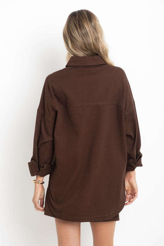 Duke Oversized Denim Shirt - Chocolate