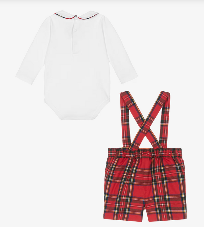 Dungaree Set 'Red Tartan' Burgundy