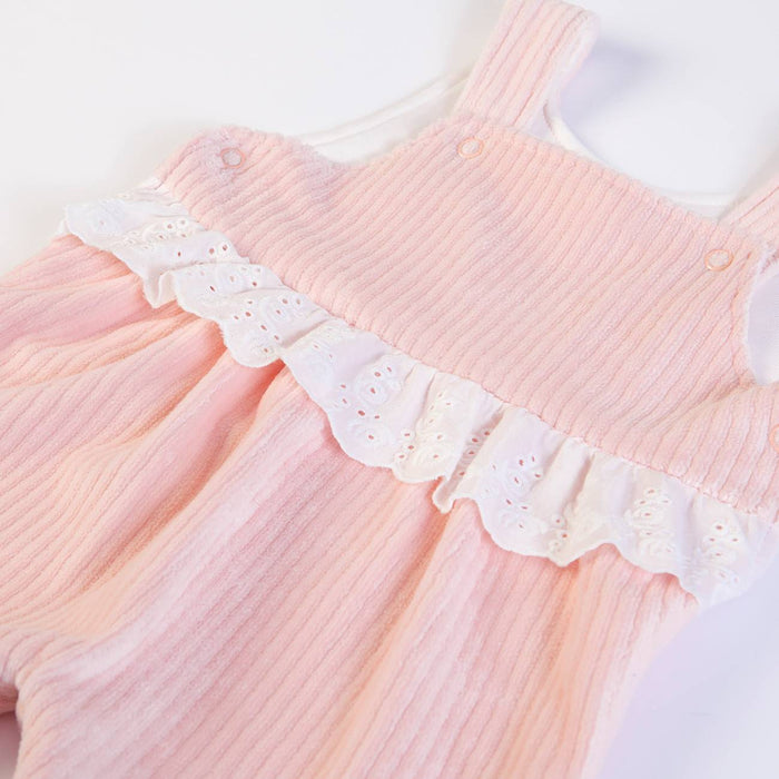 Dungaree Set Rib Pink