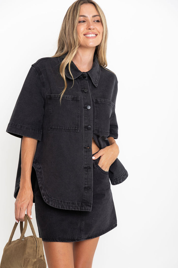 Dylan Denim Mini Skirt - Black - The Self Styler Exclusive - The Self Styler