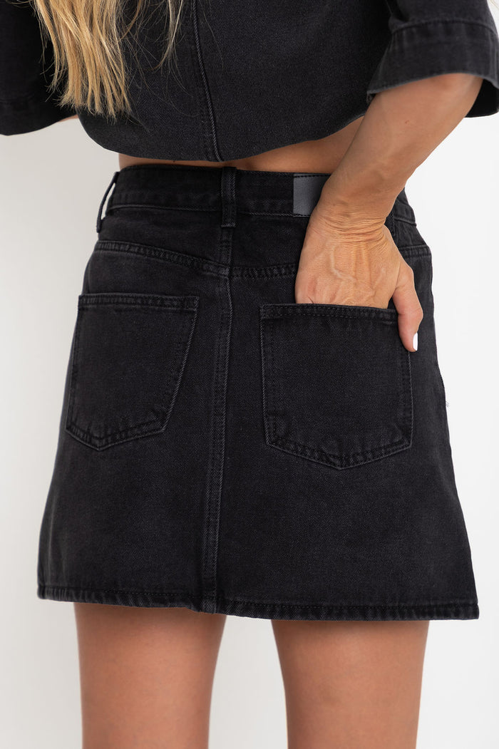 Dylan Denim Mini Skirt - Black - The Self Styler Exclusive - The Self Styler