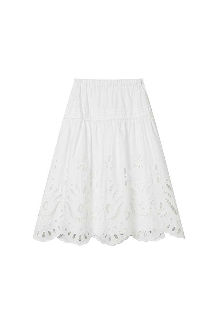 Petite Studio's Edna Cotton Embroidered Skirt in White