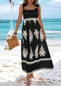 ElanWear Women’s Boho Floral Square Neck Maxi Dress