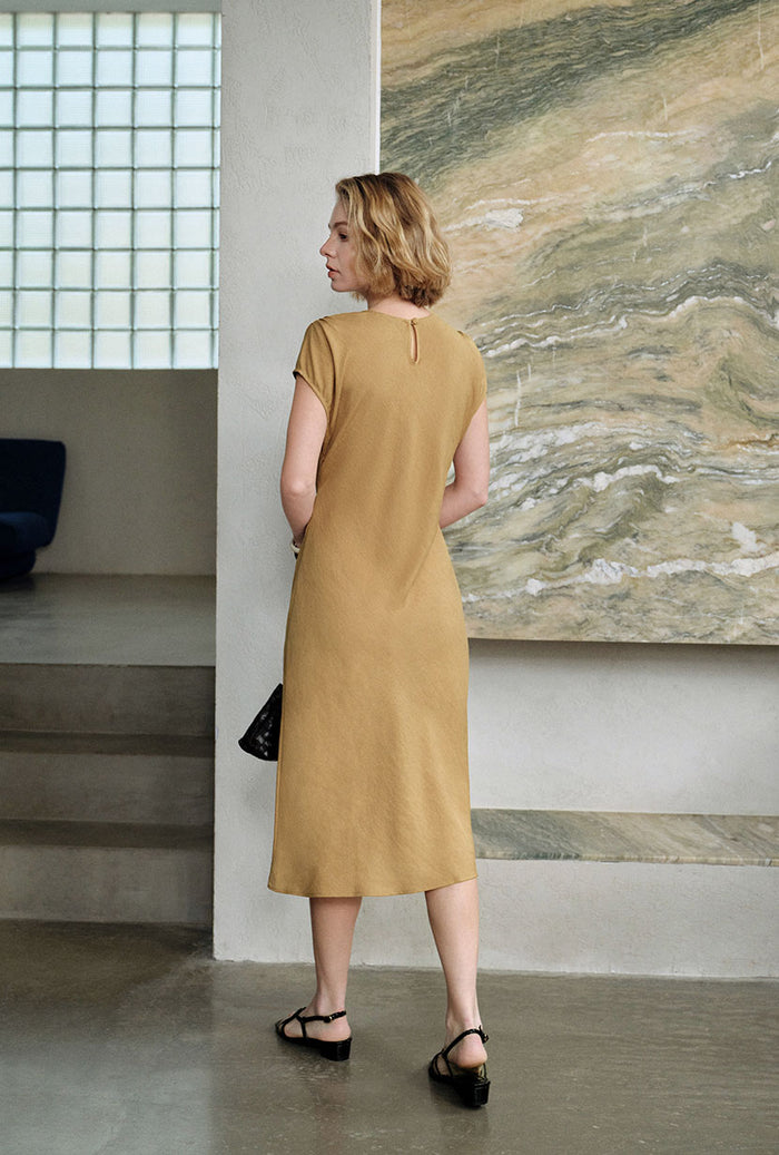 Petite Studio's Elisha Tencel Dress in Mustard