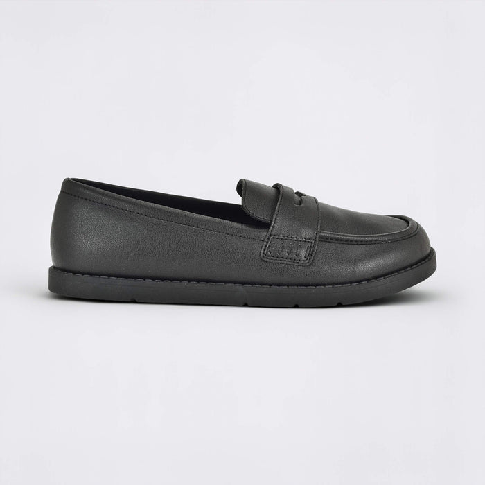 Girls Black Barefoot School Shoe - outside