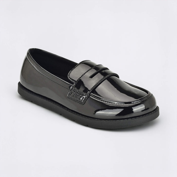 Girls Patent Black Barefoot School Shoe - main feature photo