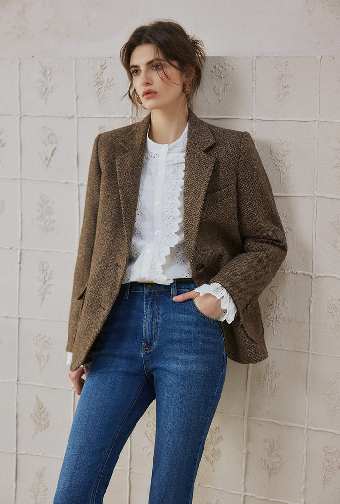 Petite Studio's Emilia Wool Blazer in Brown