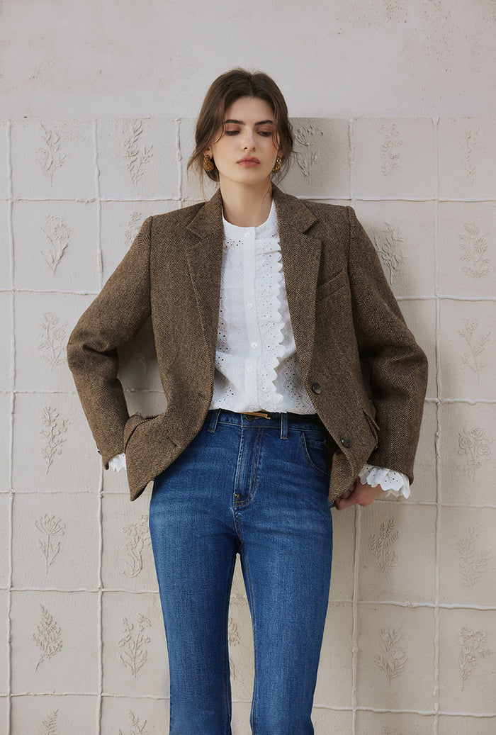 Petite Studio's Emilia Wool Blazer in Brown