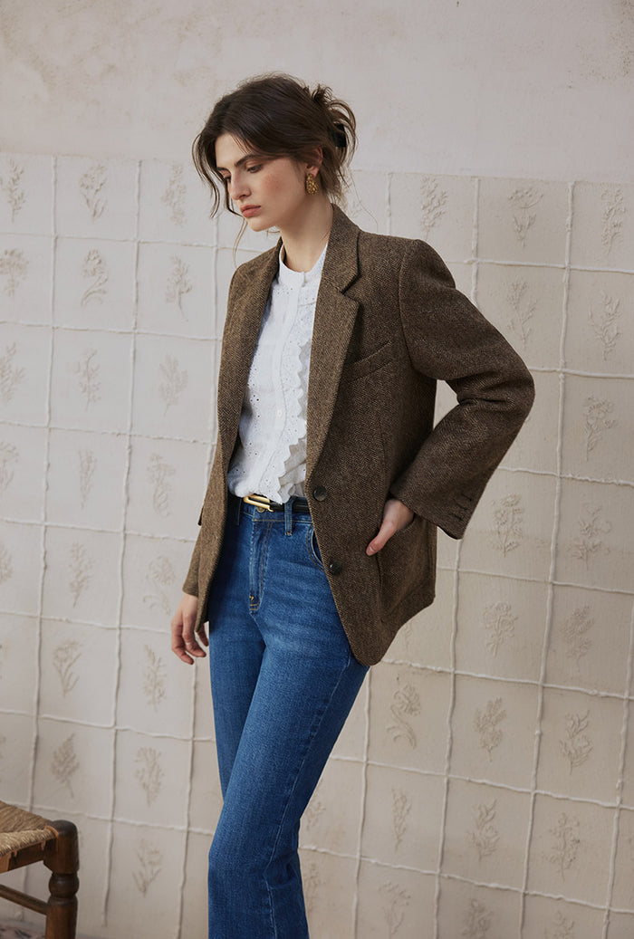 Petite Studio's Emilia Wool Blazer in Brown