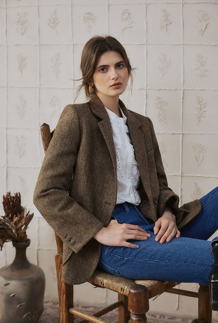 Petite Studio's Emilia Wool Blazer in Brown