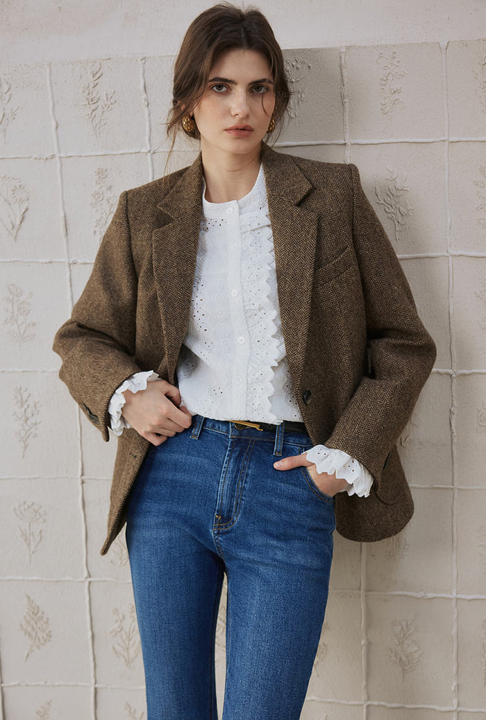 Petite Studio's Emilia Wool Blazer in Brown