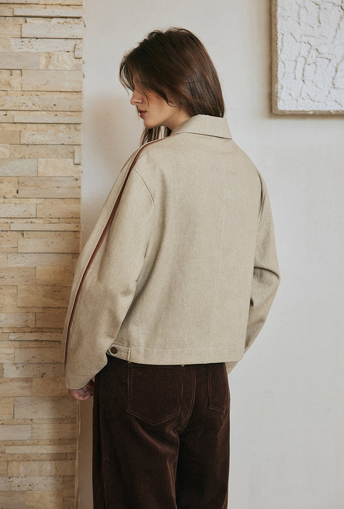Petite Studio's Emmette Cropped Cotton Jacket in Light Khaki