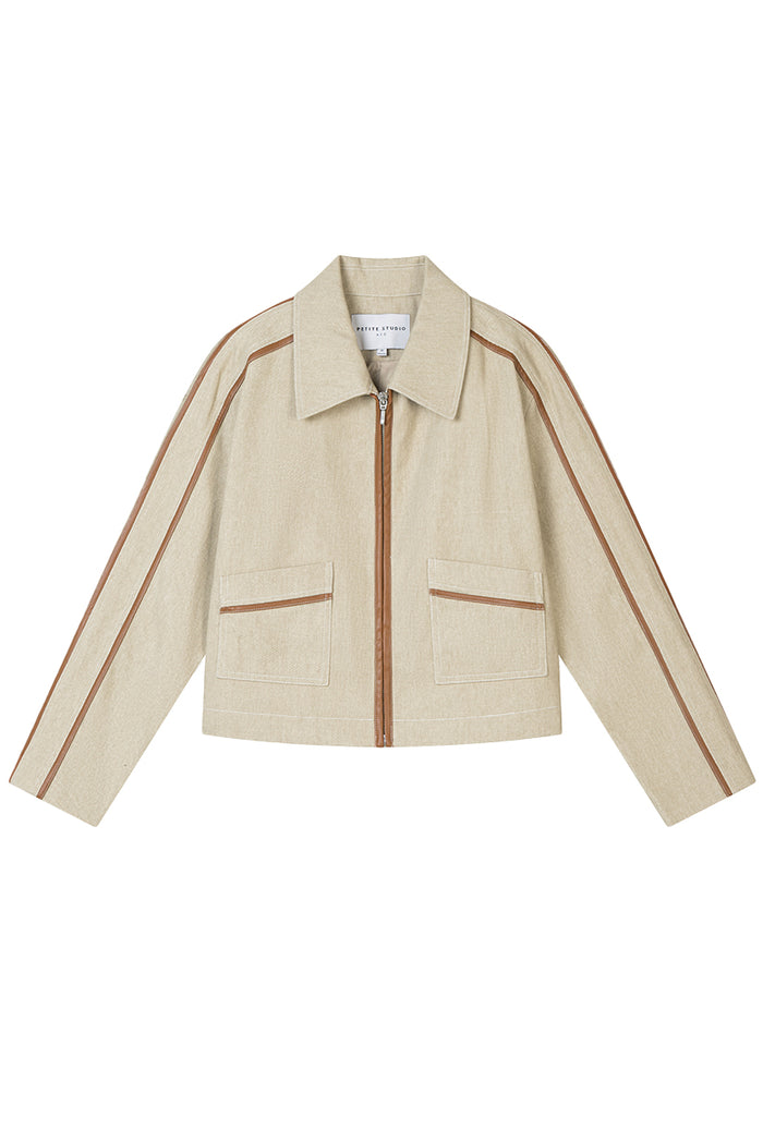 Petite Studio's Emmette Cropped Cotton Jacket in Light Khaki