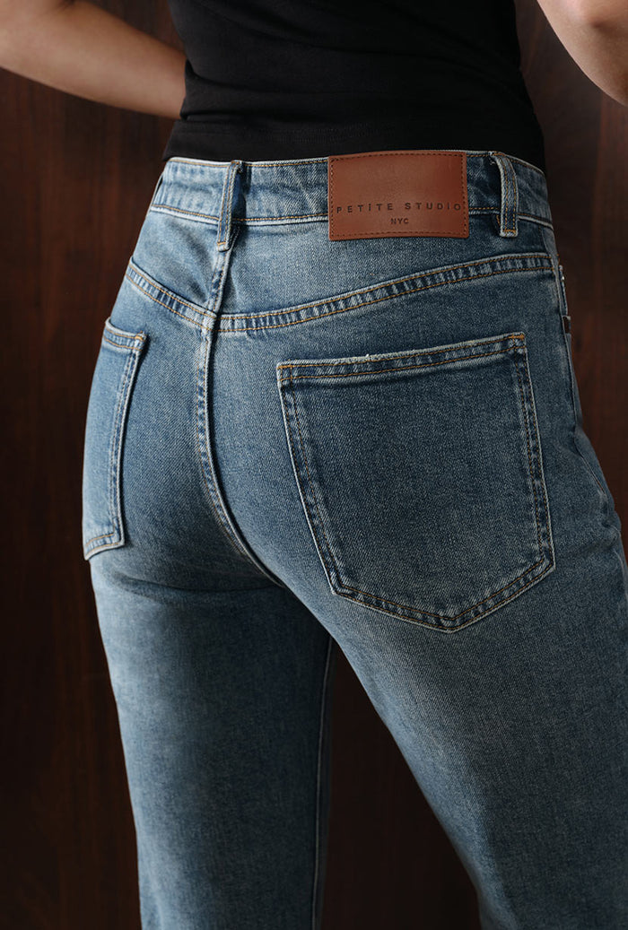 Petite Studio's Enid High-Rise Slim Ankle Jeans in Blue